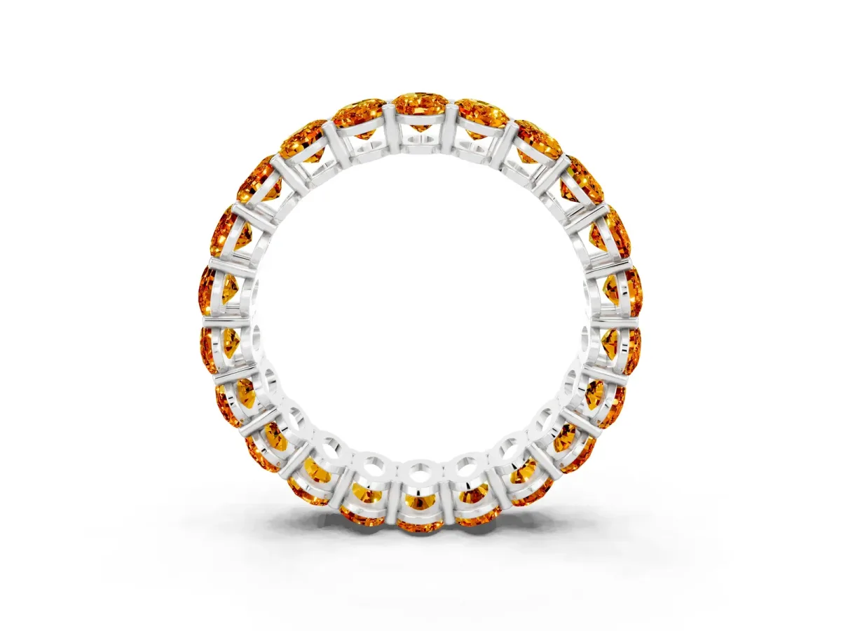 Oval Cut Citrine Eternity Band with Shared Prong Setting Silver