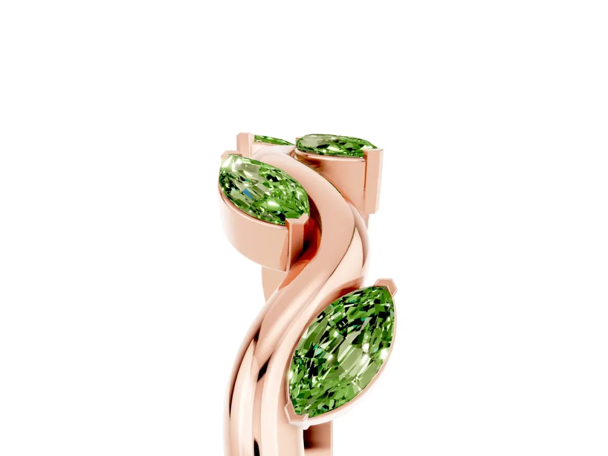 Marquise Peridot Twisted Band with Prong Setting Rose gold