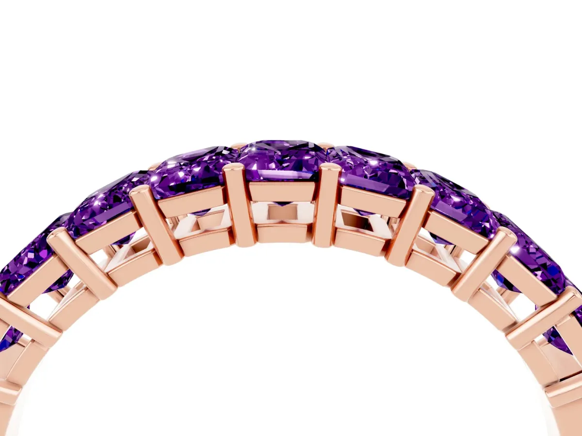 Emerald Cut Amethyst Prong-Set Eternity Band Rose gold