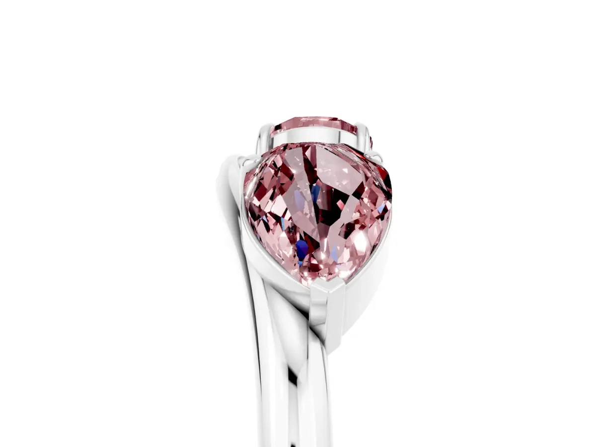 Two-Stone Pear Morganite Bypass Ring with Prong Setting Silver