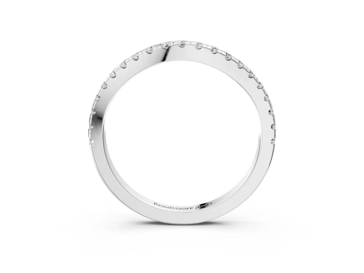 Round Diamond Pavé Half Eternity Band with Shared Prong Setting Platinum