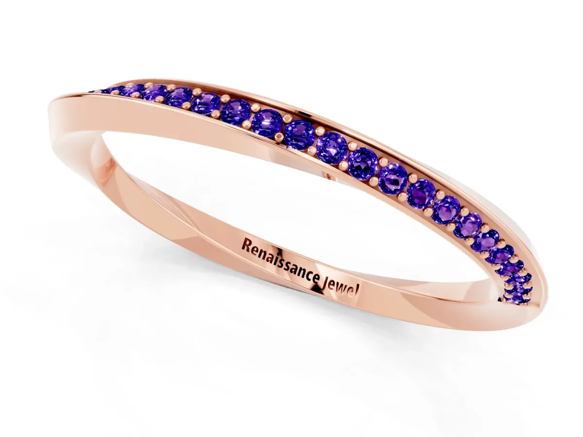 Pavé Round Tanzanite Twist Band Rose gold