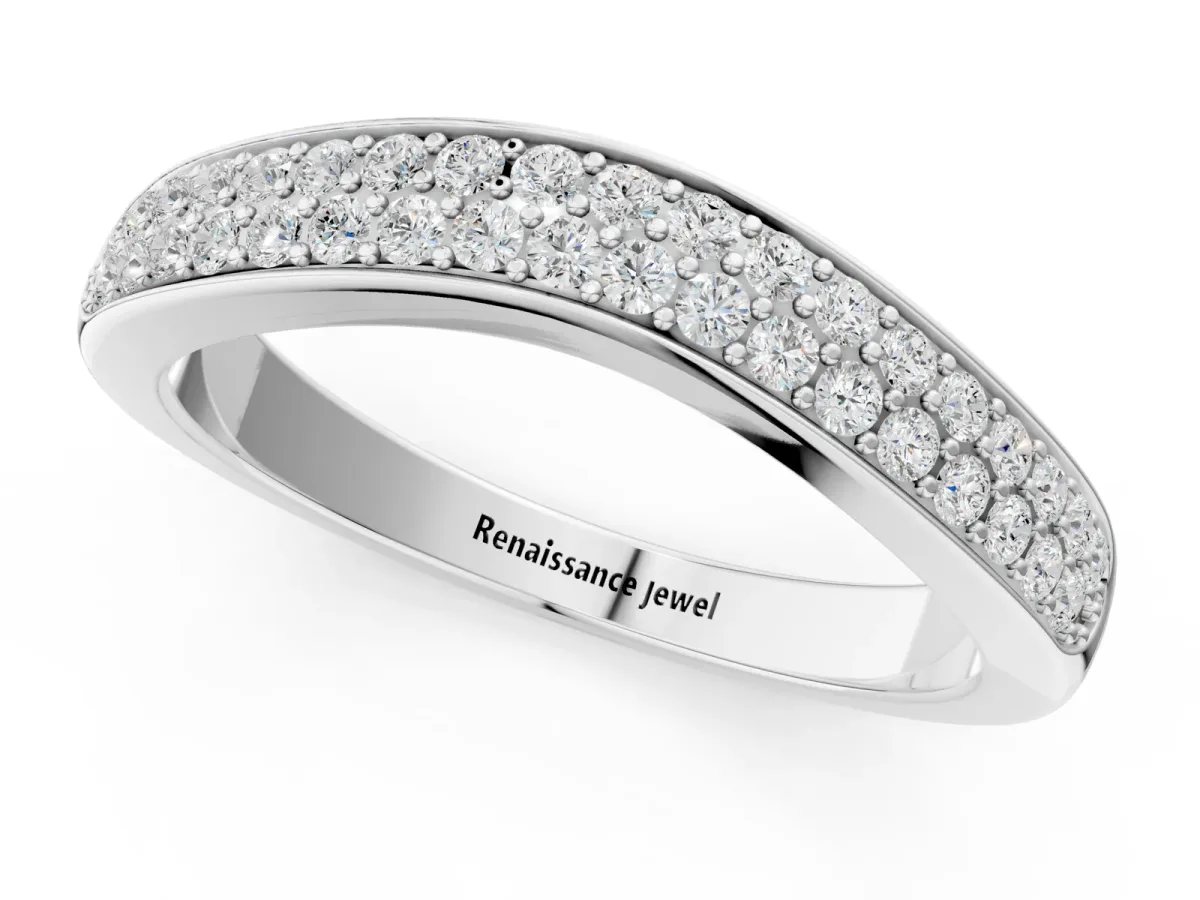 Pavé Round Diamond Contour Band Platinum