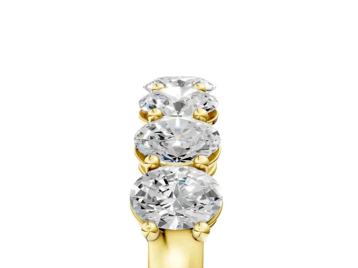 Oval Diamond Shared Prong Eternity Band Yellow gold