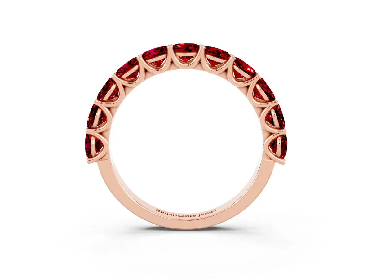Round Ruby Shared Prong Eternity Band Rose gold