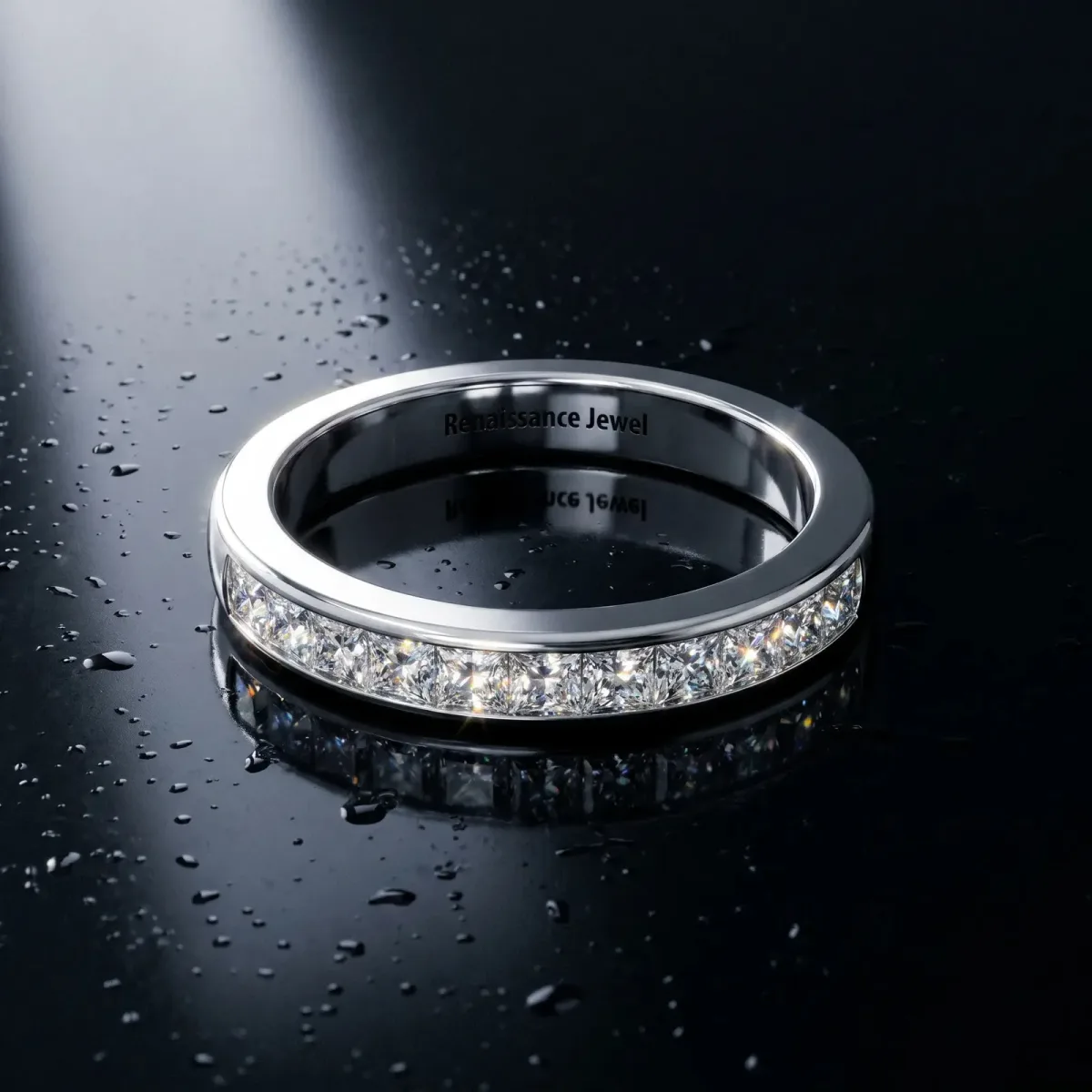 Channel Set Princess Cut Diamond Eternity Band White gold