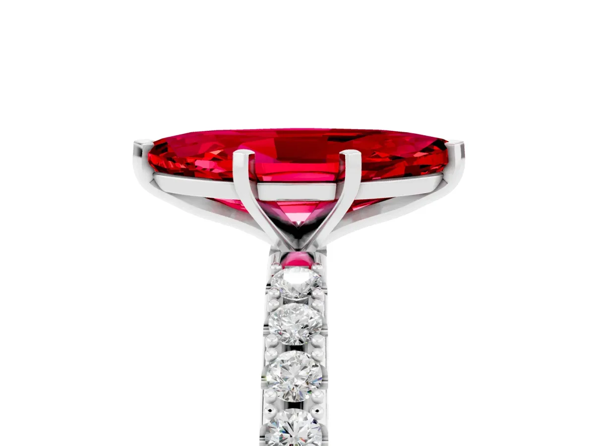 Marquise Cut Ruby Solitaire Pavé Band with Four-Prong Setting Silver