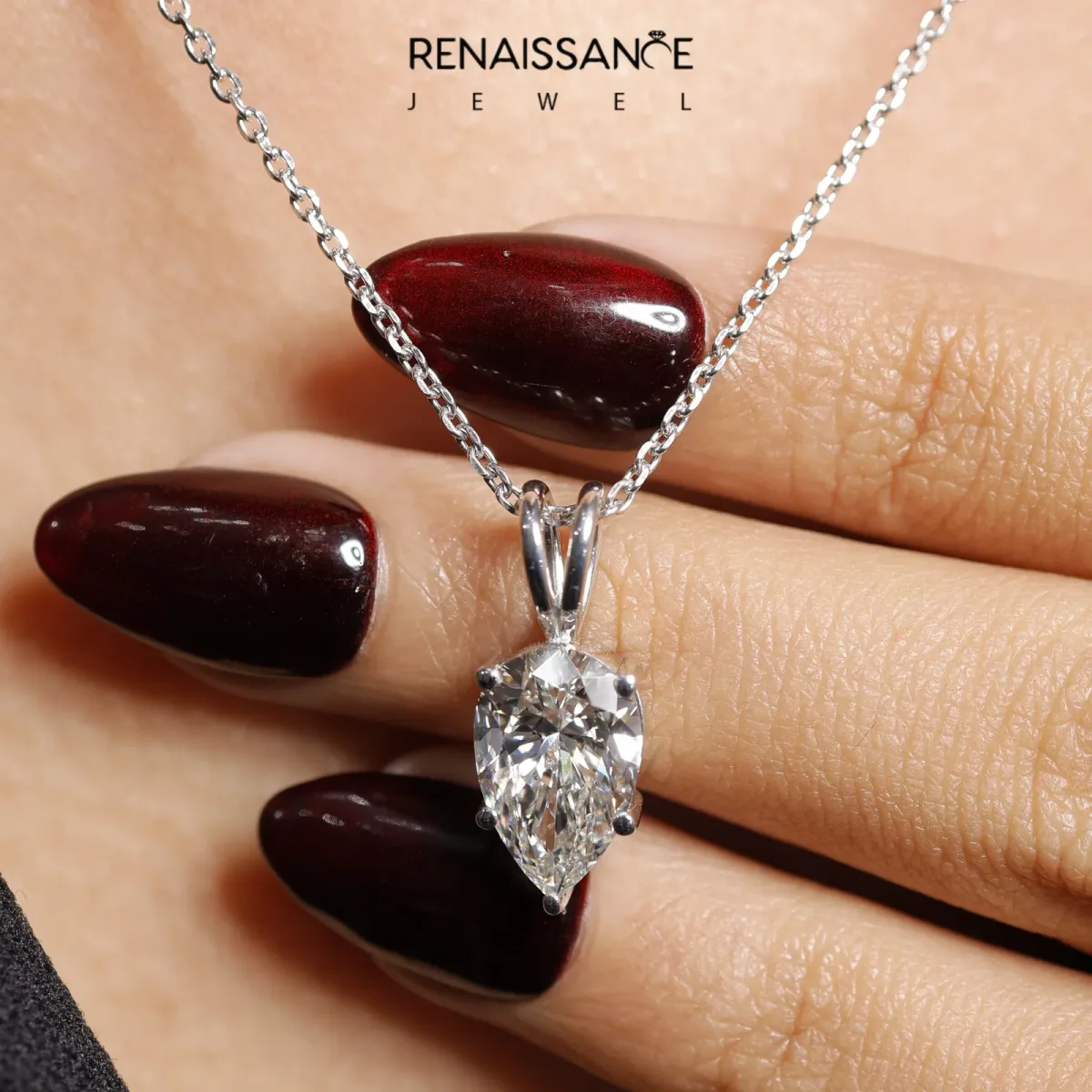 Pear Cut Solitaire Pendant with Three-Prong Setting Silver