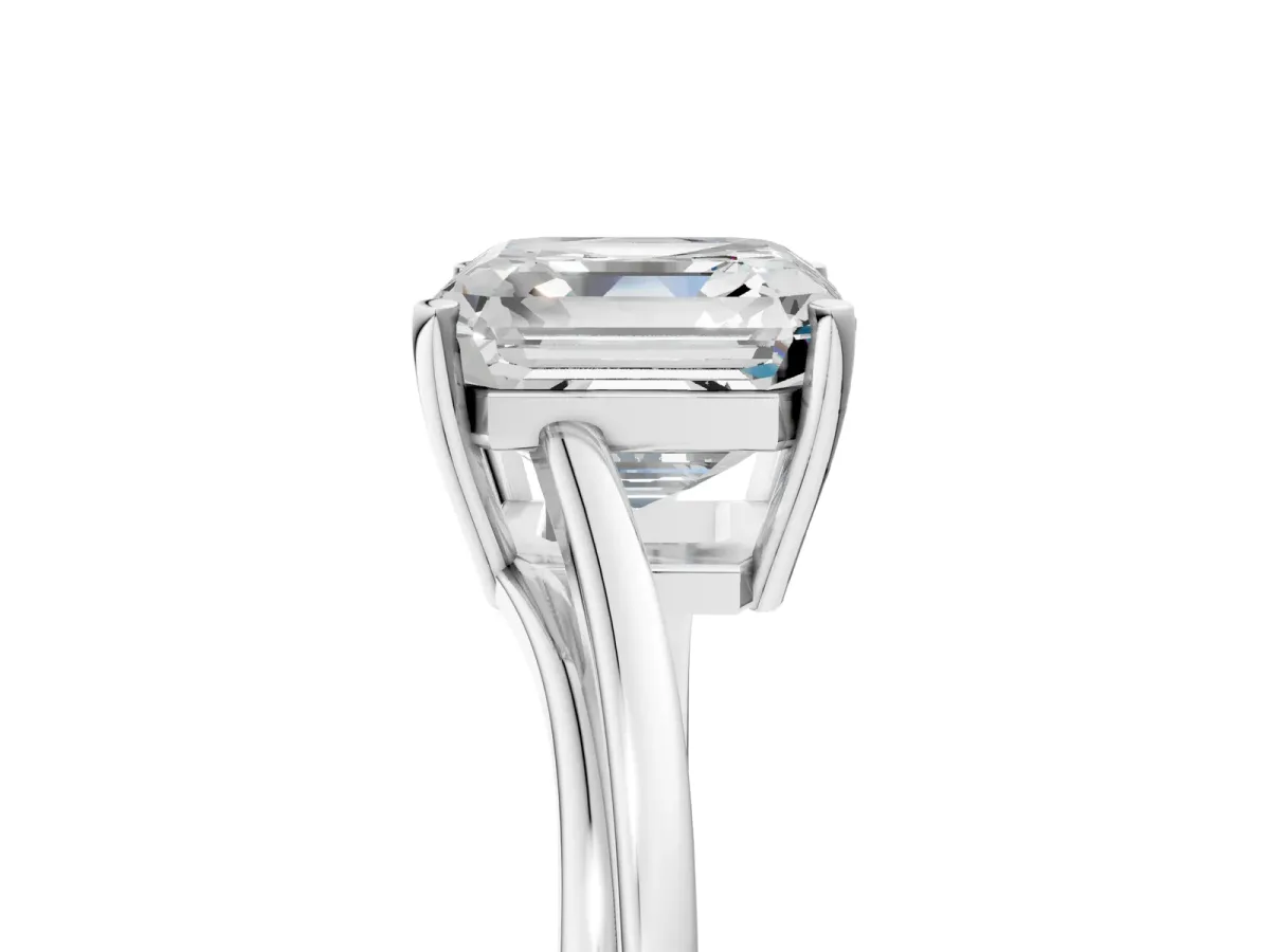 Asscher Cut Cut Solitaire Twist Band Ring with Four-Prong Setting Platinum