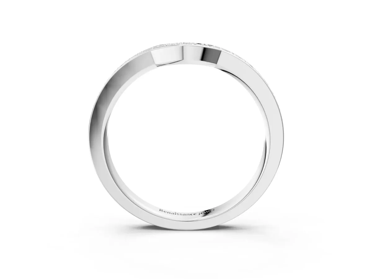 Pavé Round Diamond Contour Band with Channel Setting Platinum