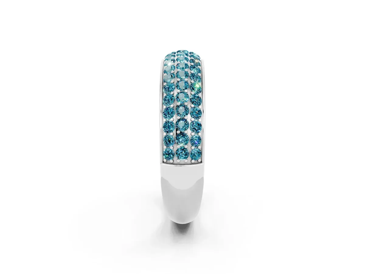 Three-Row Round Blue Topaz Eternity Band with Shared Prong Setting Platinum