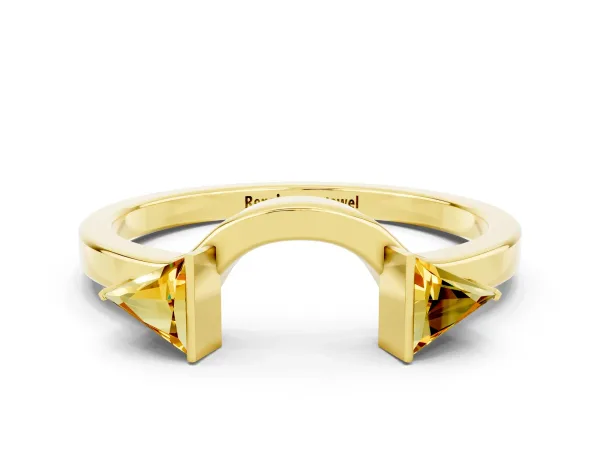 Trillion Citrine Open Band Ring with Bezel Setting Yellow gold