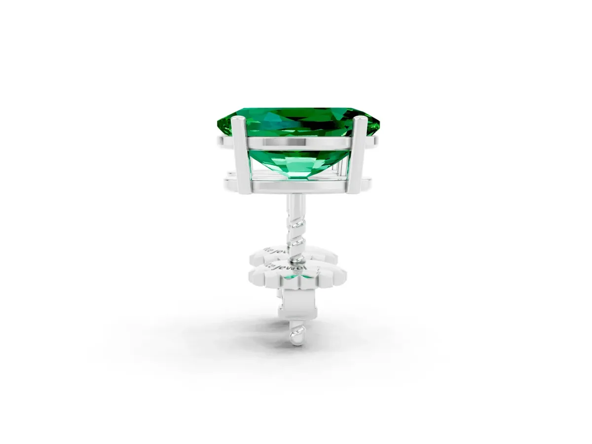 Oval Cut Emerald Stud Earrings White gold