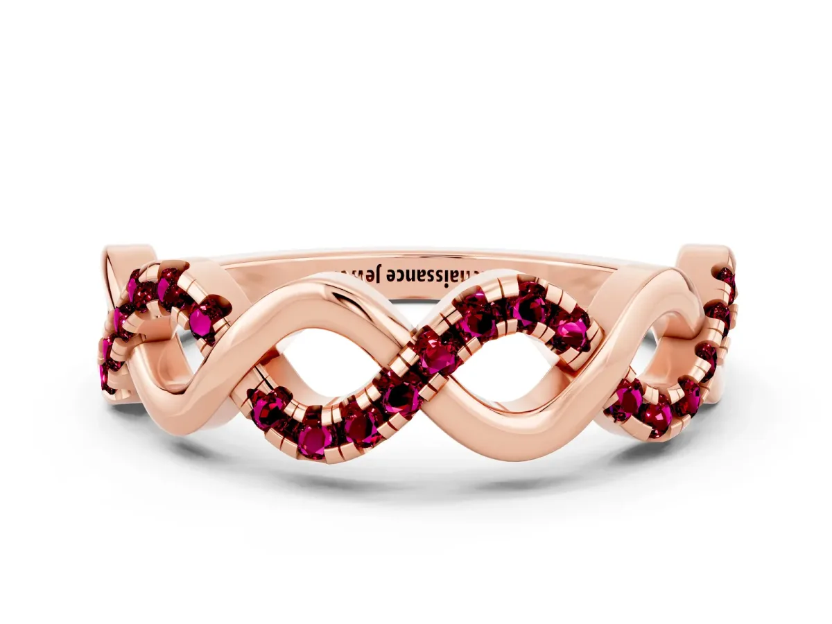 Twist Infinity Round Garnet Band with Pavé Setting Rose gold