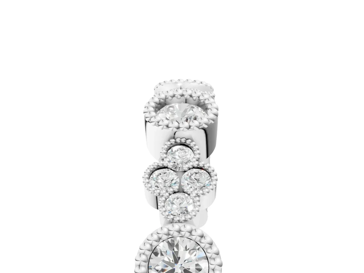 Milgrain Bezel Set Round Diamond Cluster Eternity Band Platinum