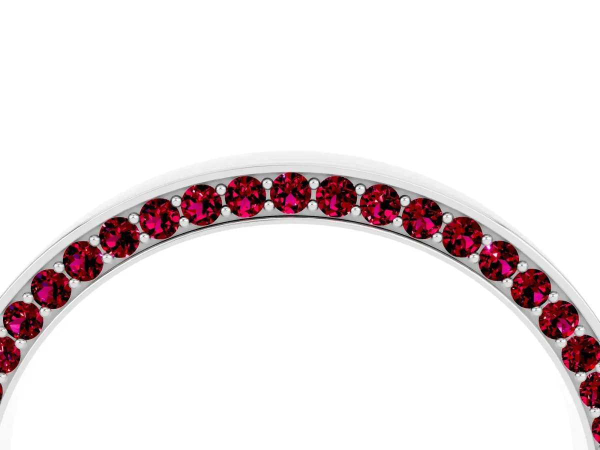 Pavé Round Garnet Channel Set Band White gold