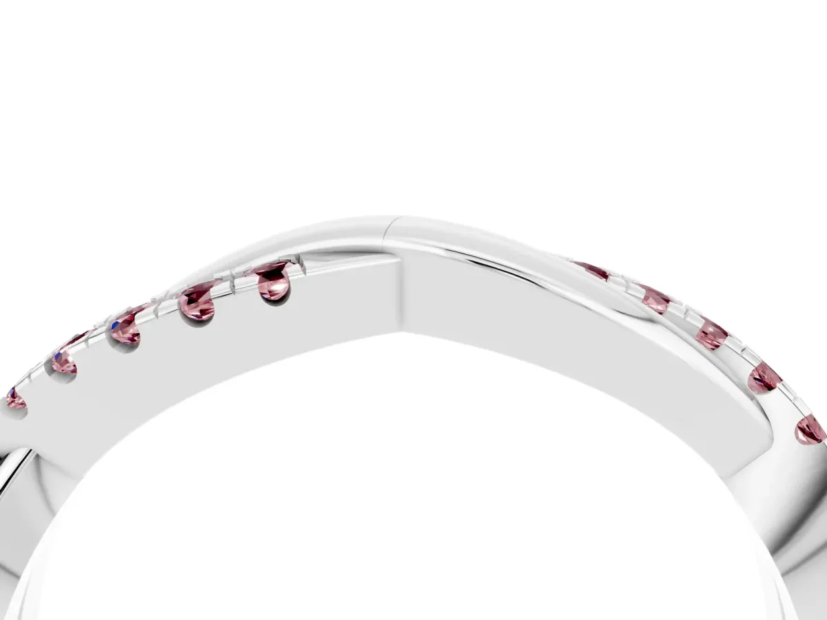 Round Morganite Twisted Infinity Band with Prong Setting Platinum