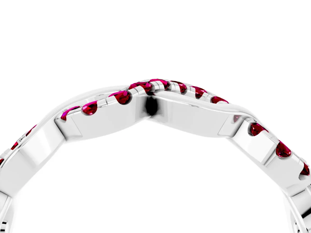 Twist Infinity Round Garnet Band with Pavé Setting Platinum