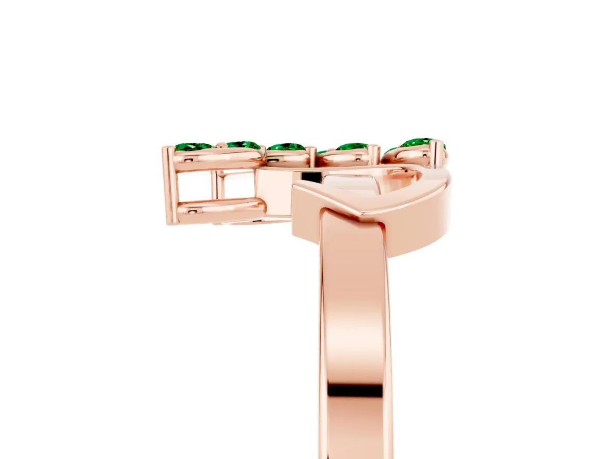 Marquise Emerald Cluster Bypass Ring with Prong Setting Rose gold