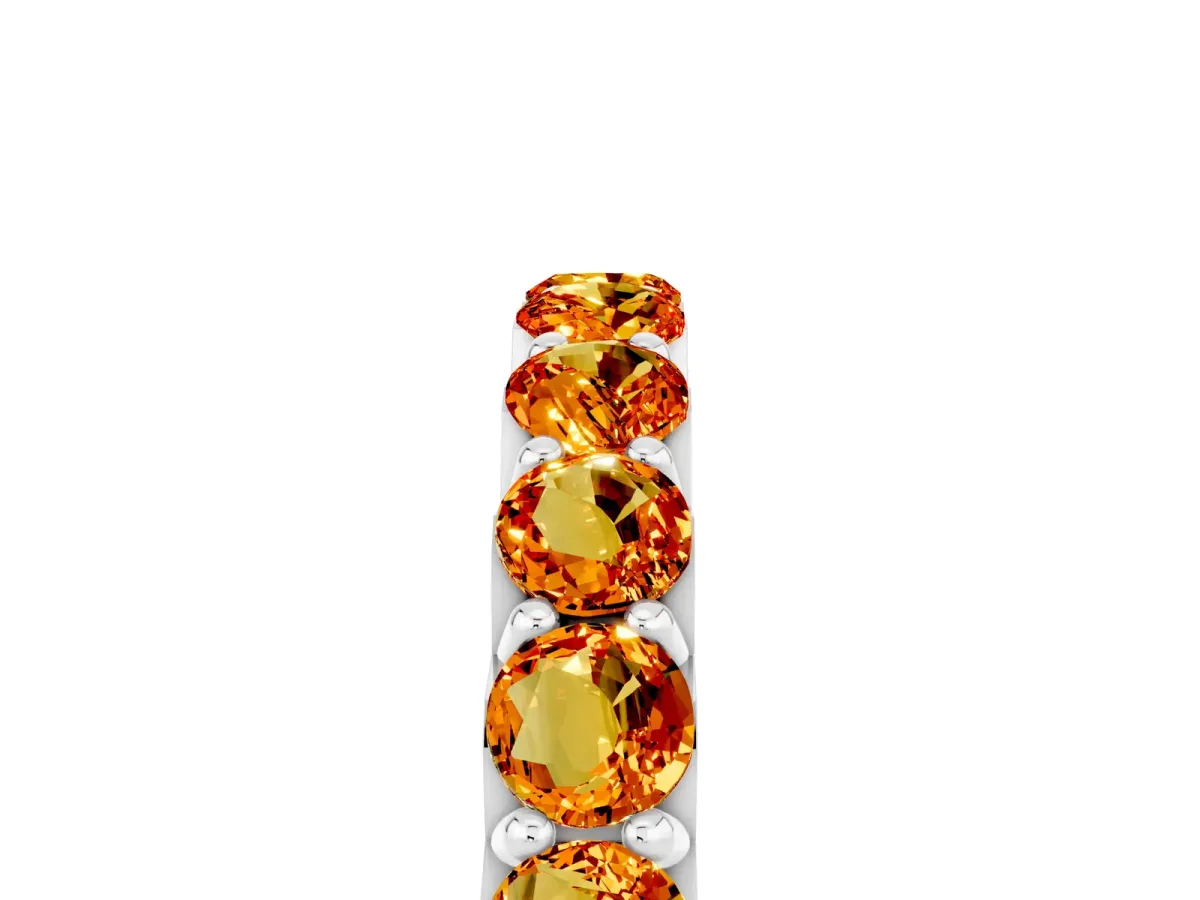Round Citrine Half Eternity Band with Classic Prong Setting Platinum