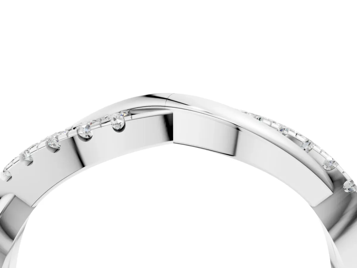Round Diamond Twisted Infinity Band with Prong Setting Silver