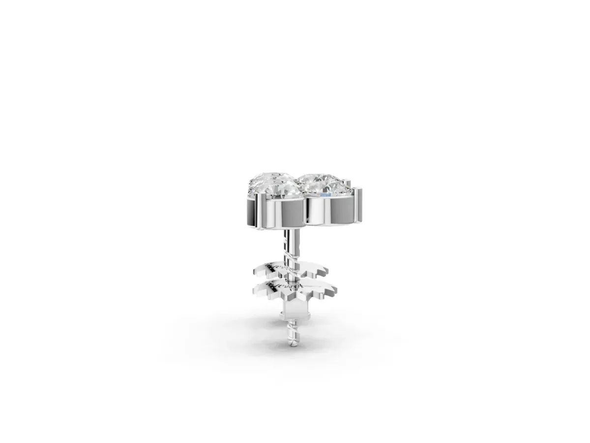 Triangular Cluster Round Diamond Stud Earrings with Prong Setting White gold