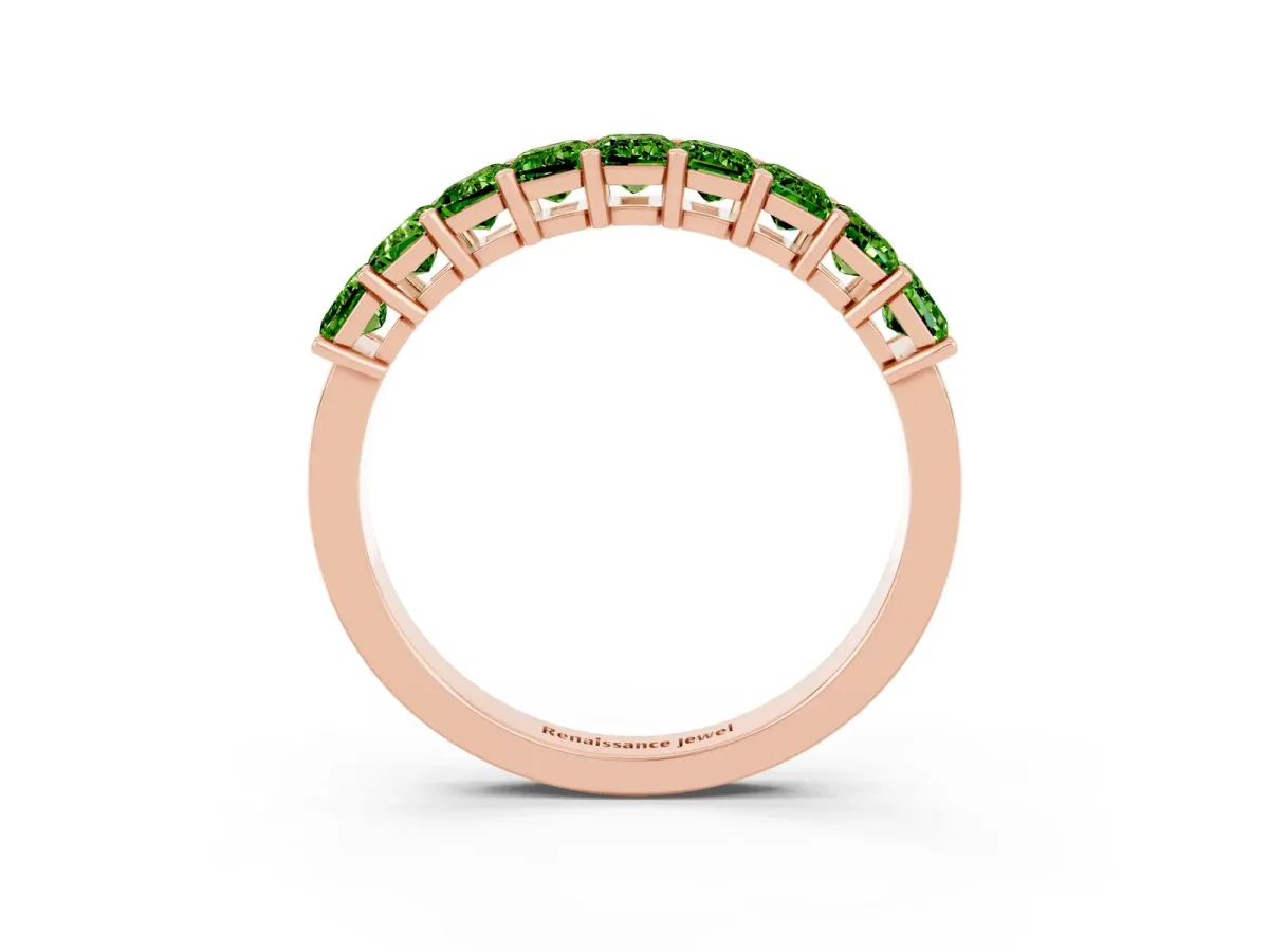 Emerald Cut Peridot Prong-Set Eternity Band Rose gold