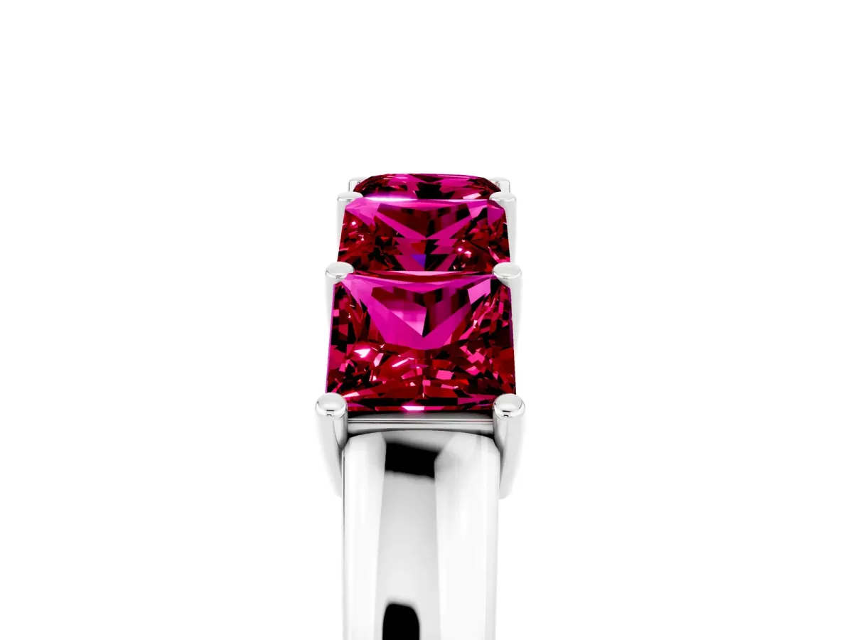 Princess Cut Five-Stone Garnet Band with Prong Setting Silver