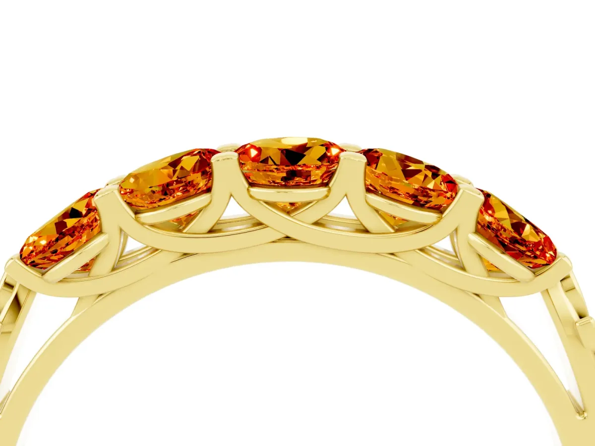 Five-Stone Round Citrine Prong-Set Band Yellow gold