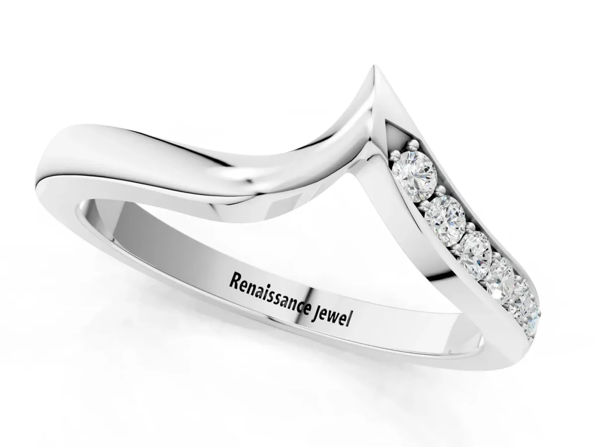 Chevron Diamond Pavé Twist Band Silver