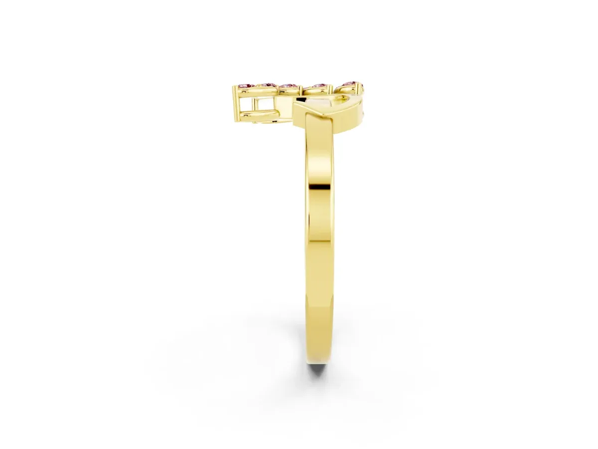 Marquise Morganite Cluster Bypass Ring with Prong Setting Yellow gold