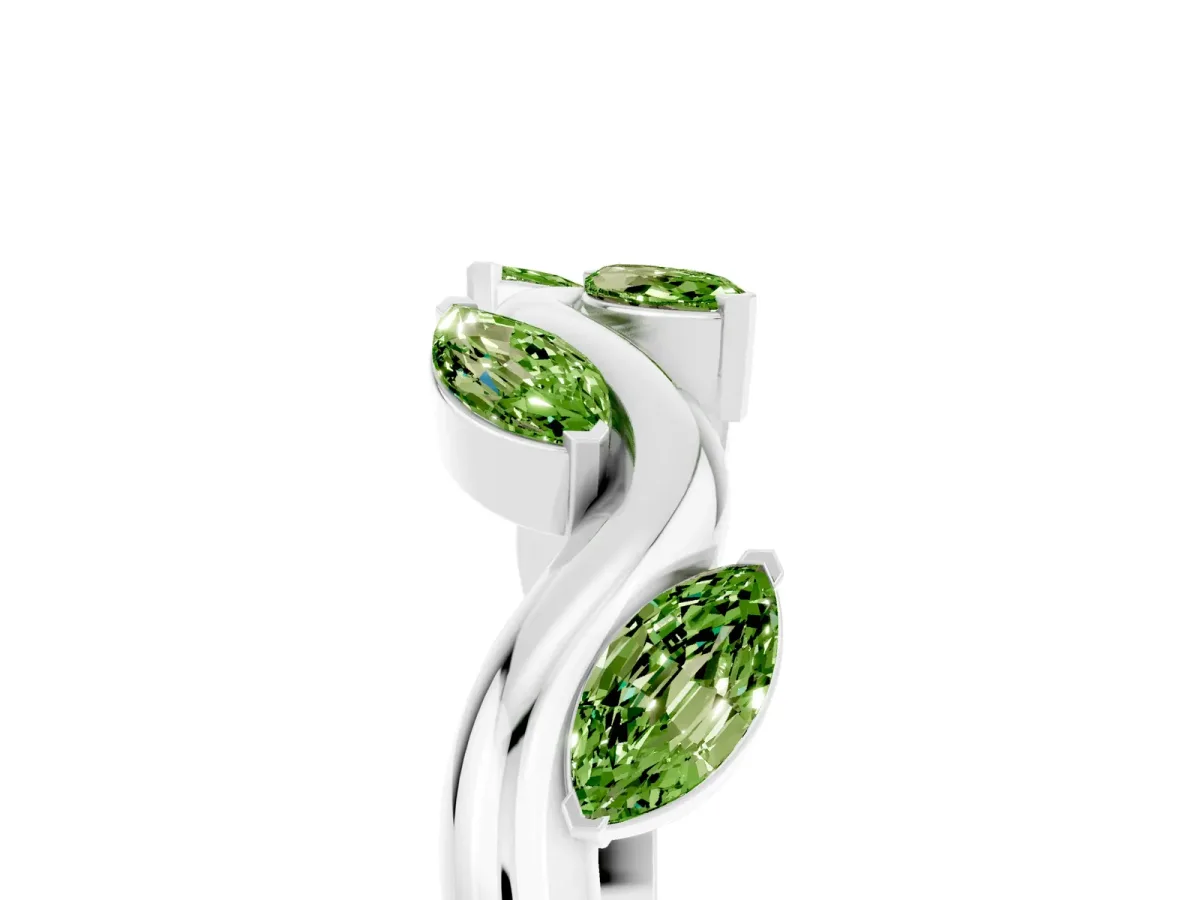 Marquise Peridot Twisted Band with Prong Setting Silver