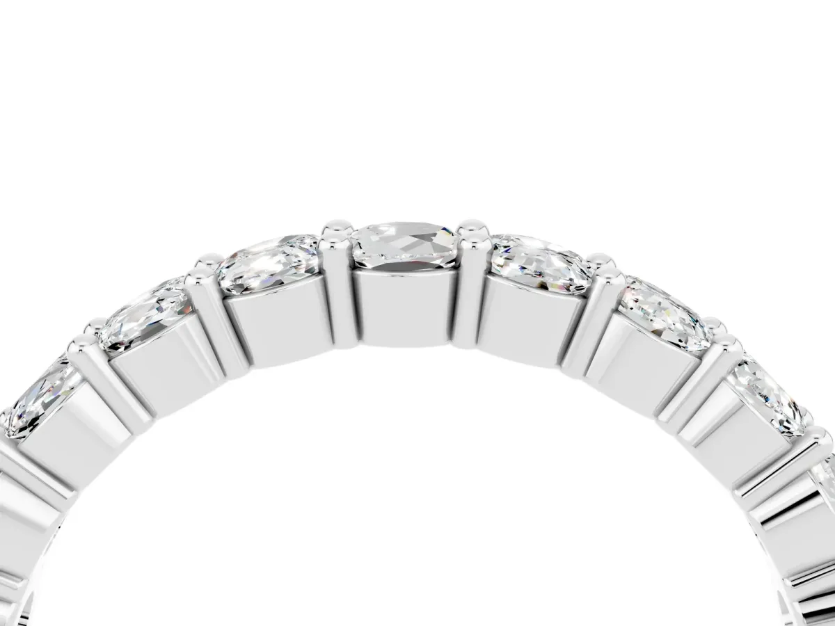 Round Moissanite Half Eternity Band with Prong Setting White gold