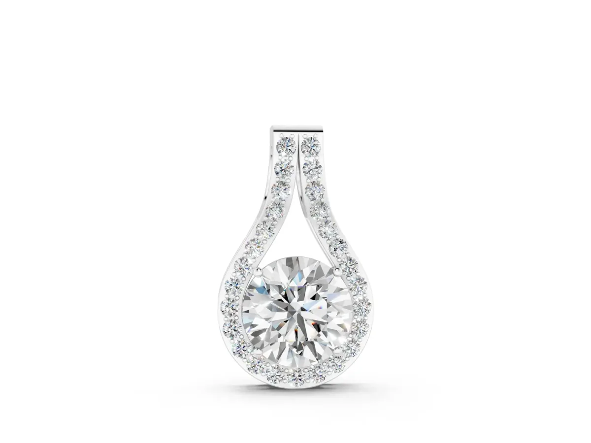 Round Halo Prong-Set Pendant Silver