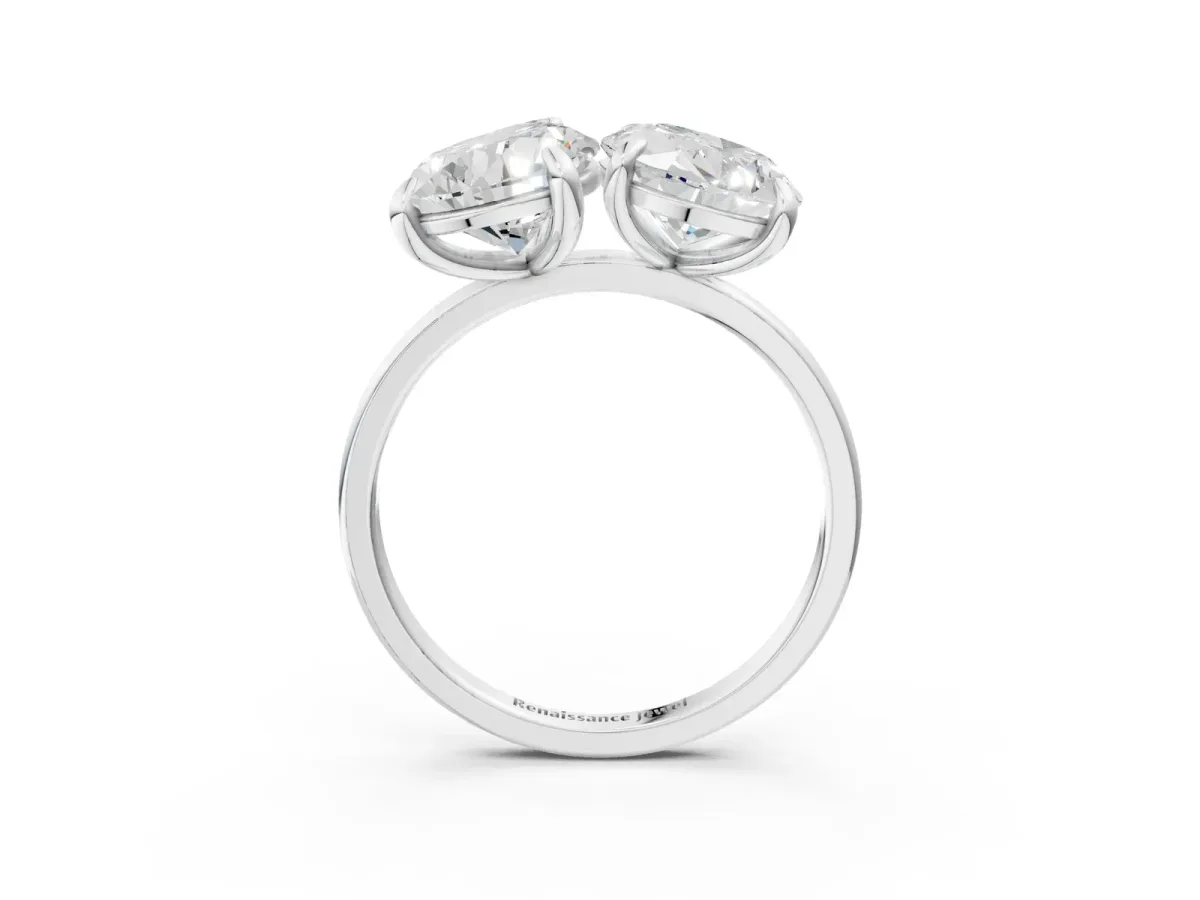 Oval and Pear Toi Moi Ring with Prong Setting and Plain Band Silver