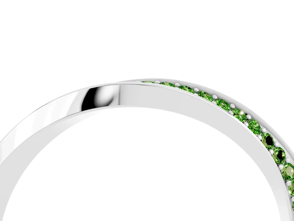 Pavé Round Peridot Twist Band White gold