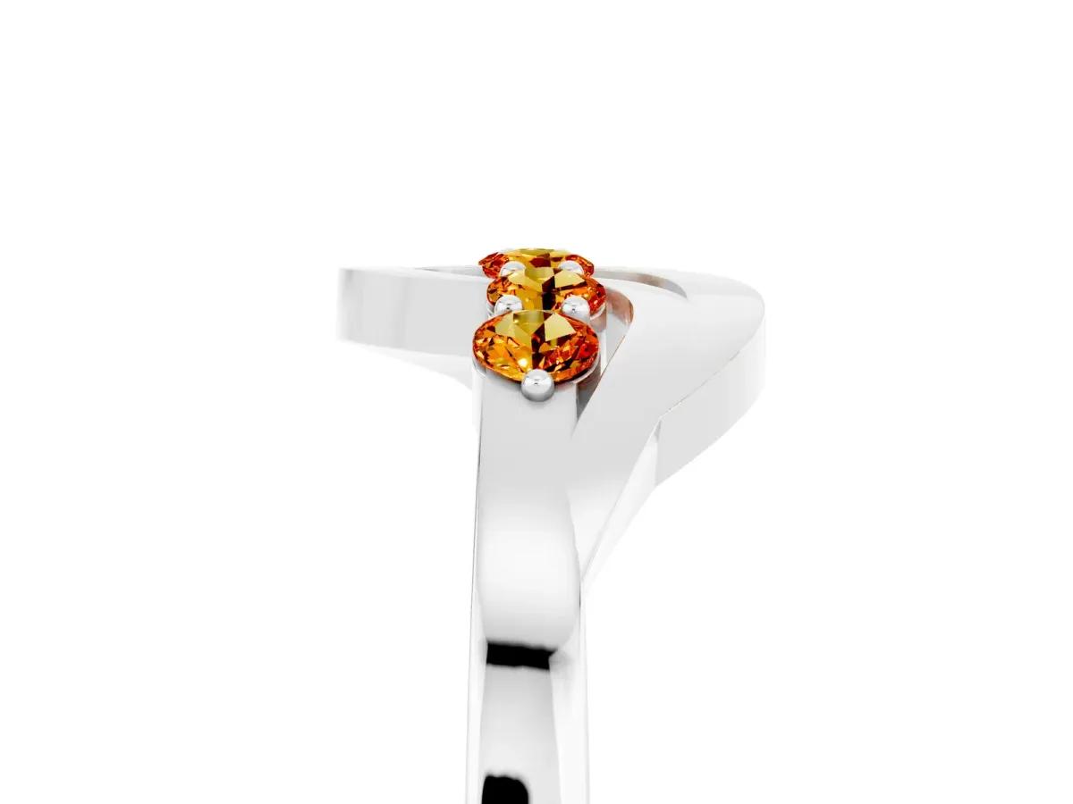 Five-Stone Round Citrine Crossover Band with Prong Setting Silver