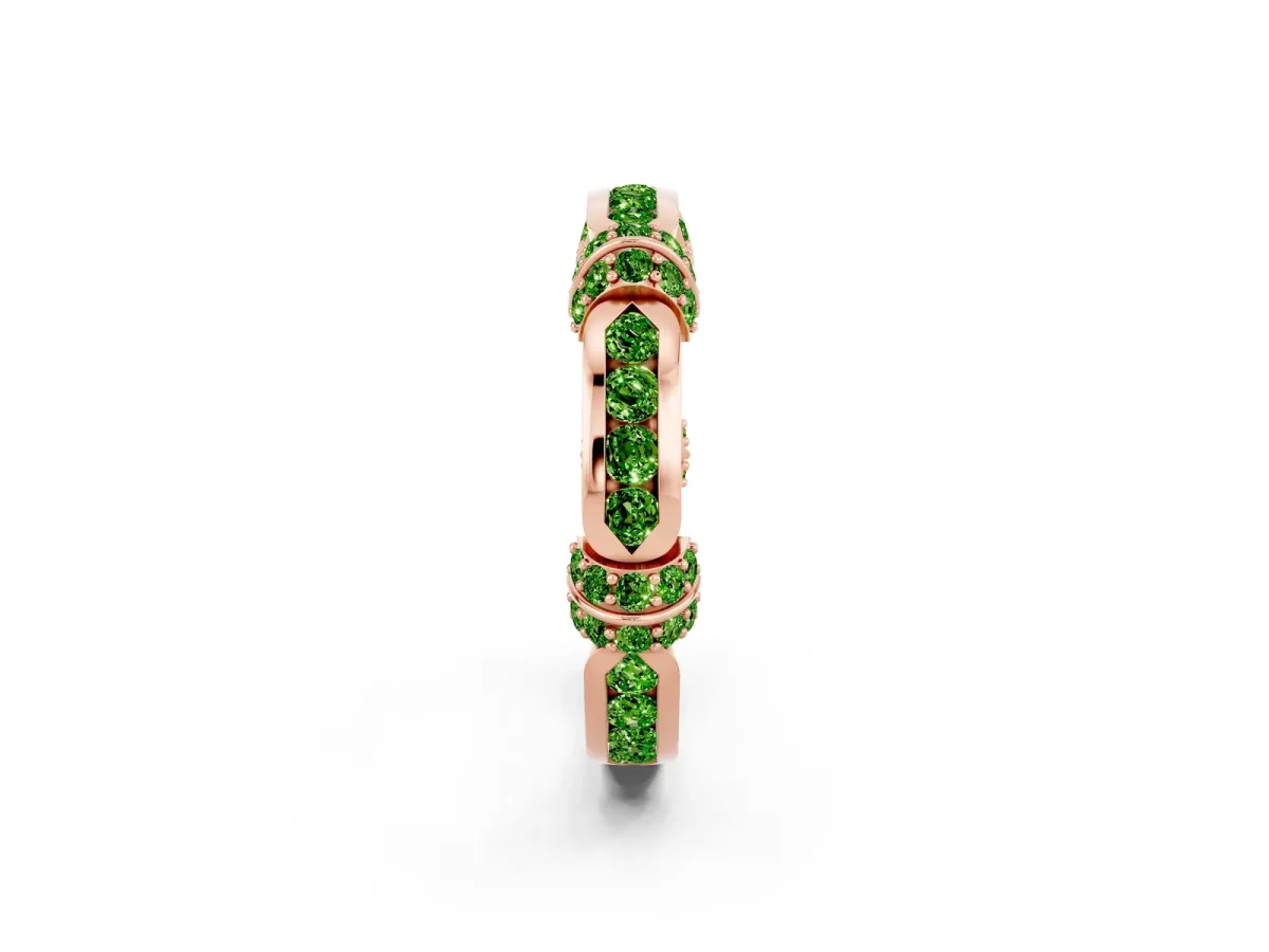 Pavé Round Peridot Link Band with Bezel Setting Rose gold