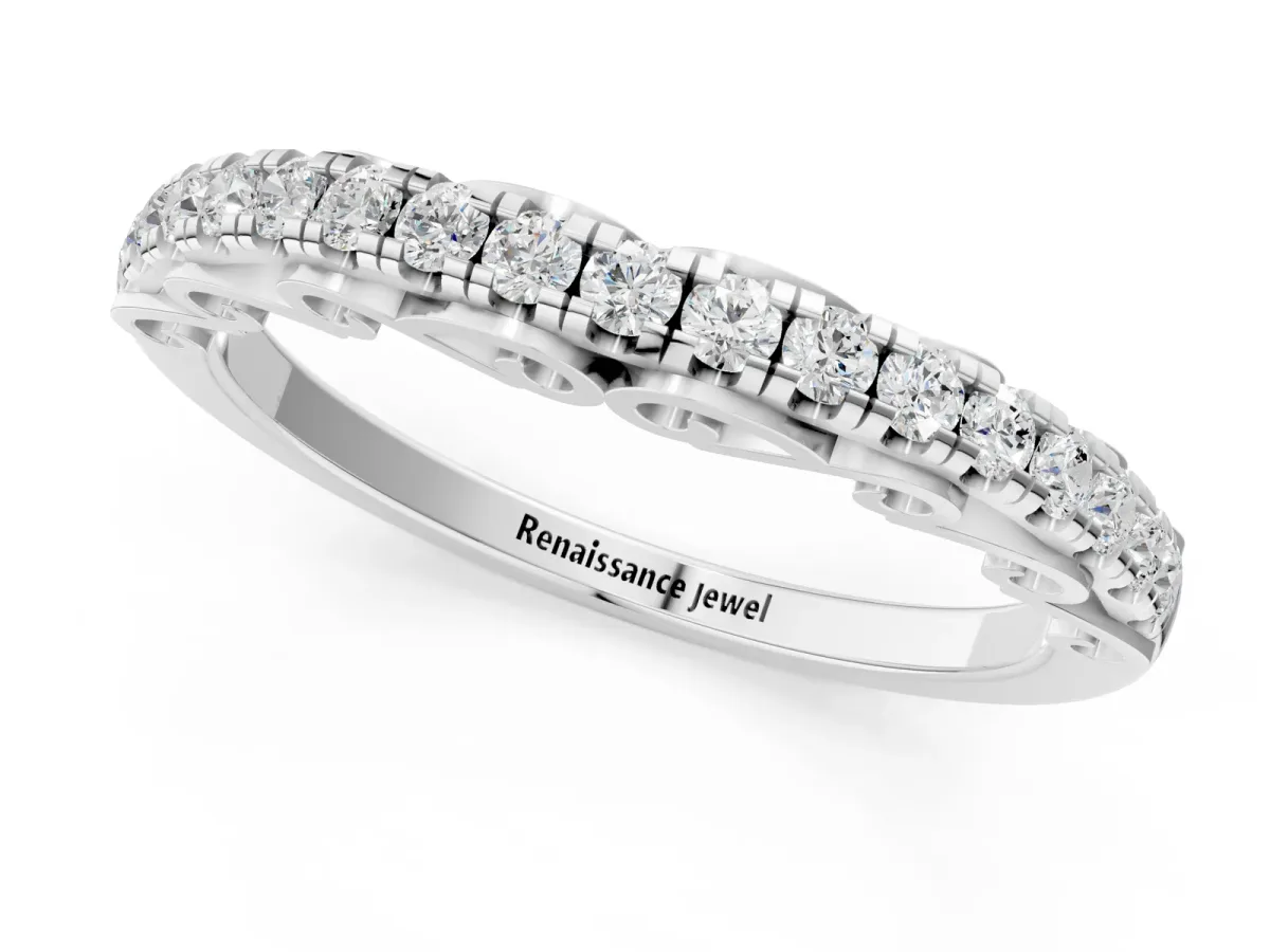 Round Cut Diamond Prong Set Eternity Band Silver