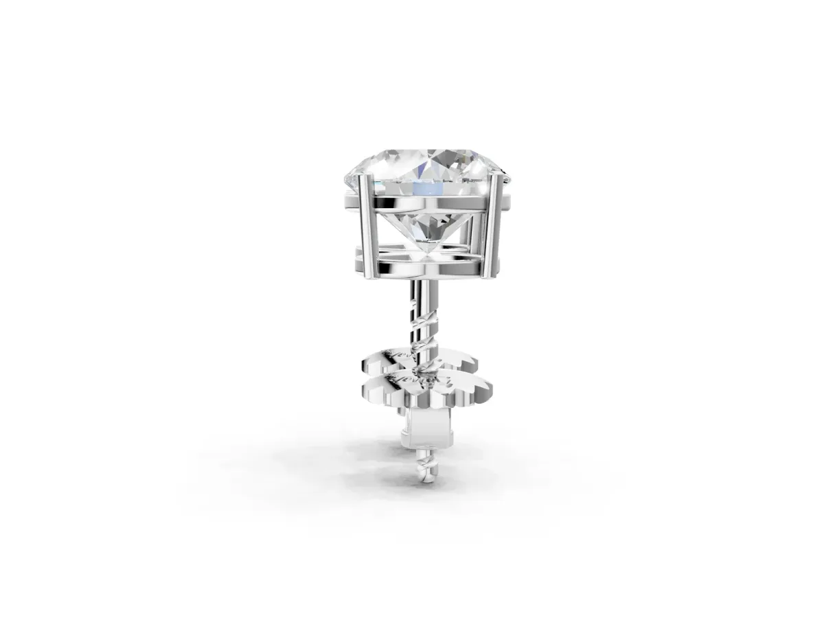 Round Cut Diamond Stud Earrings Platinum