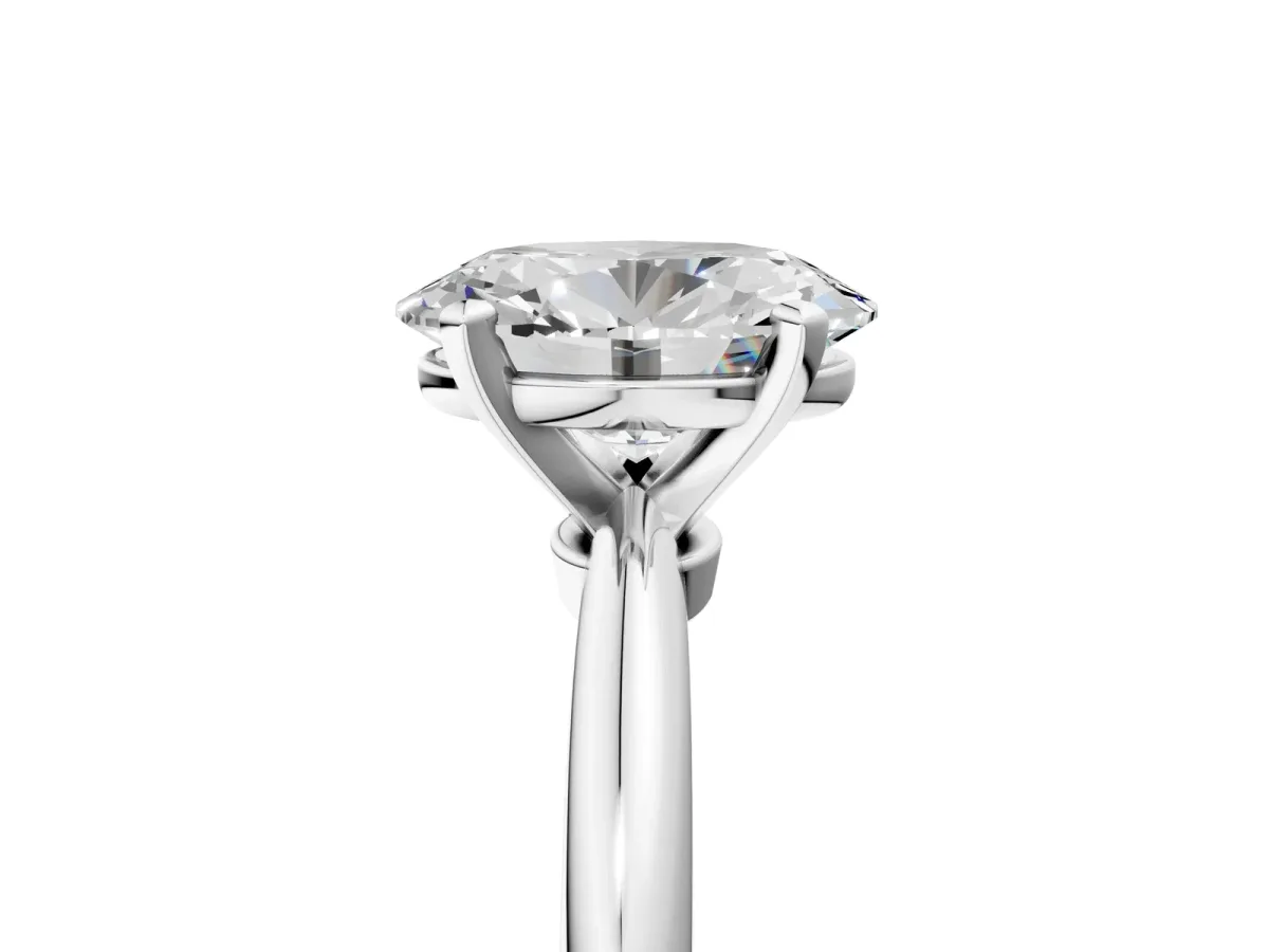 Oval Cut Diamond Solitaire Ring with Six-Prong Setting and Classic Band White gold