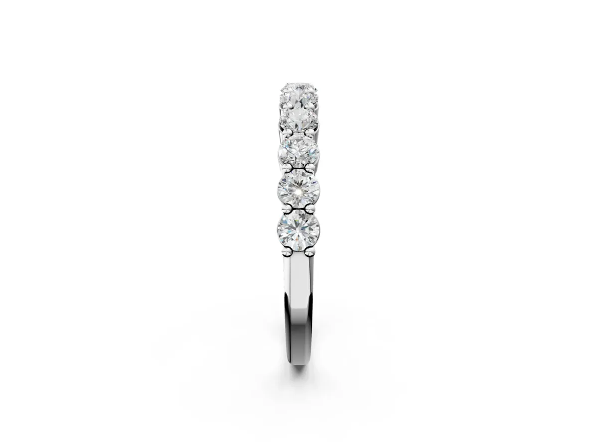 Round Diamond Half Eternity Band with Prong Setting Silver