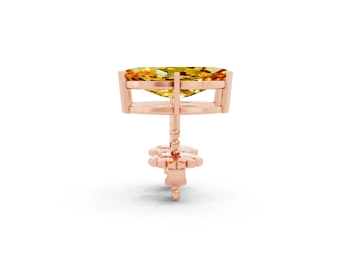 Marquise Cut Citrine Stud Earrings Rose gold