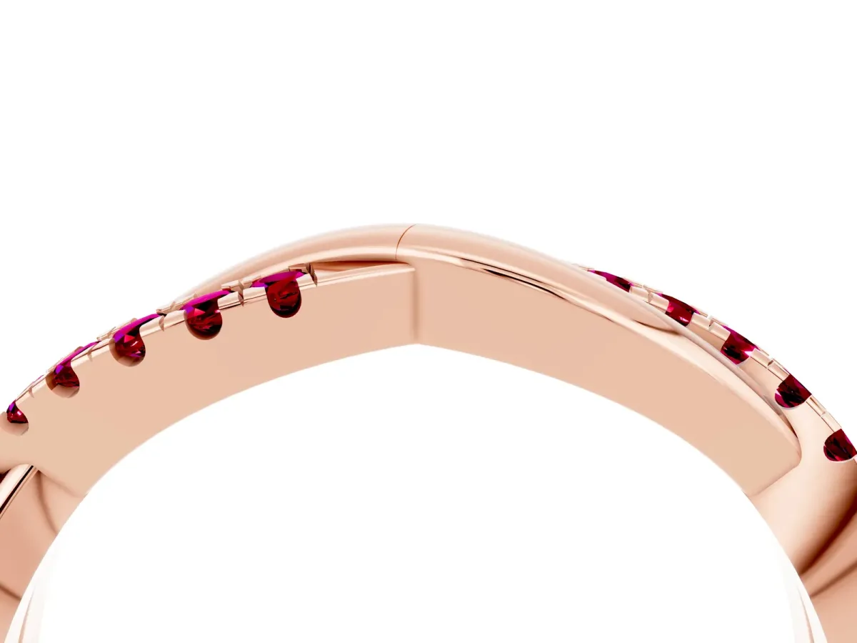 Round Garnet Twisted Infinity Band with Prong Setting Rose gold