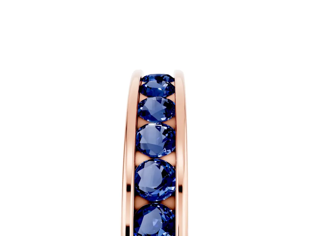 Channel Set Round Blue Sapphire Eternity Band Rose gold