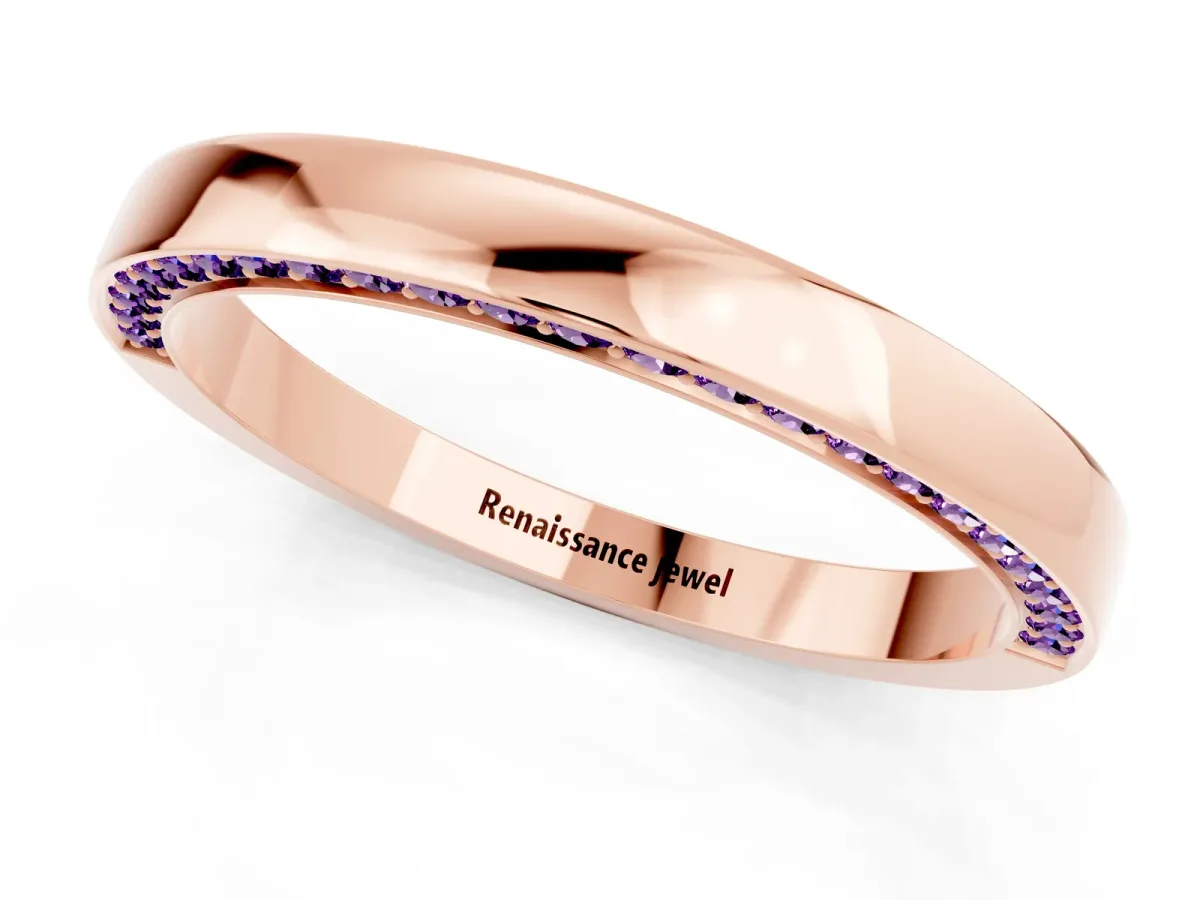 Pavé Round Amethyst Channel Set Band Rose gold