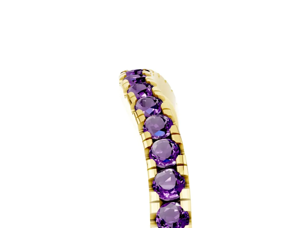 Amethyst Pavé Curved Wedding Band Yellow gold