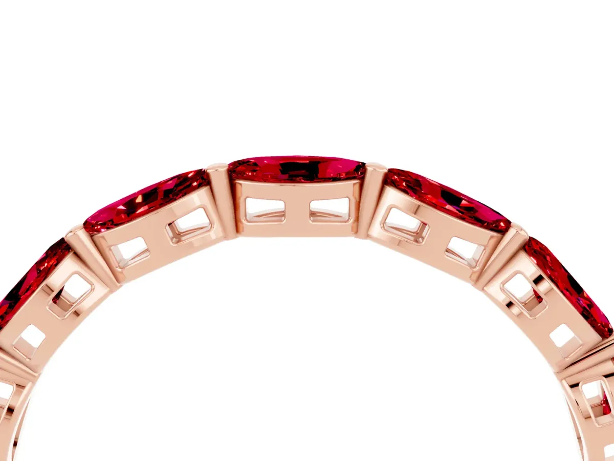 Marquise Ruby Eternity Band with U-Prong Setting Rose gold