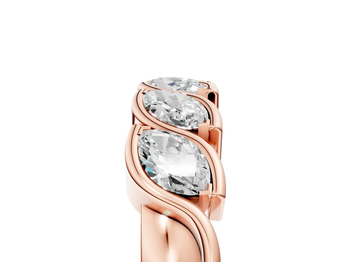 Marquise Diamond Wave Band with Channel Setting Rose gold