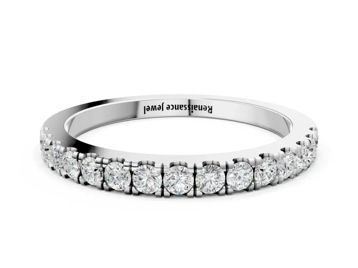 Round Diamond Eternity Band with Prong Setting Silver
